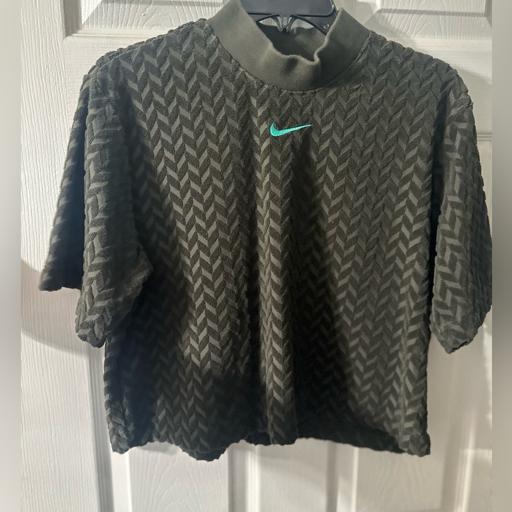 Nike green  Textured Short Sleeve Top with Teal Swoosh and pant set